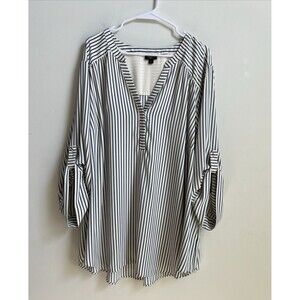 Torrid Harper Georgette Pullover 3/4 Sleeve Blouse Pinstripe  Plus Size 5